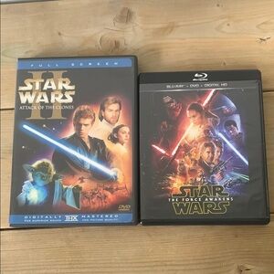 2 Star Wars DVD and Blu-ray Movies Set
